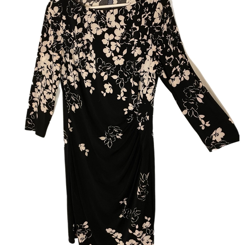 Floral Black and White Stretchy Dress